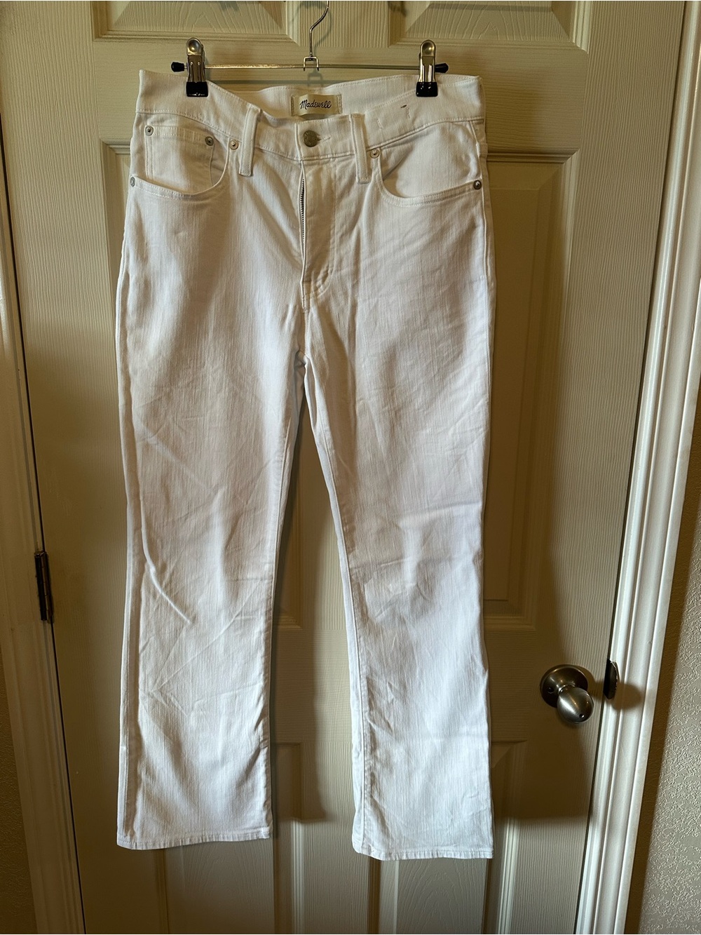 Madewell White Mid-Rise Kick Out Jeans